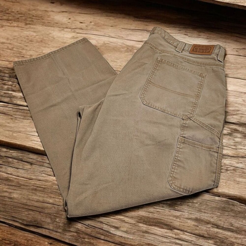 CE Schmidt Workwear Canvas Carpenter Pants Utility Tough 44" W x 31" L  Tan
